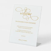 Chic Gold Script Unplugged Ceremony Reclamebord Met Voetstuk (Voorkant)
