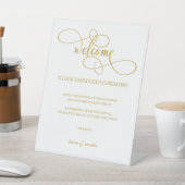 Chic Gold Script Unplugged Ceremony Reclamebord Met Voetstuk (Insitu)