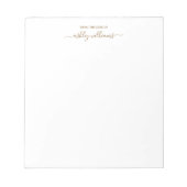 Chic Gold Script van het bureau van de Aangepast N Notitieblok (Voorkant)