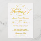 Chic Gold Script Wedding Real Folie Uitnodiging (Voorkant)