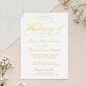 Chic Gold Script Wedding Real Folie Uitnodiging