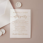 Chic Gold Script Wedding Receptie Frosted Acryl Uitnodigingen<br><div class="desc">Chic elopement of privé bruiloft aankondiging en bruiloft receptie bevroren acryl uitnodiging. "Happily Ever After Party" is geschreven in een mix van eenvoudige gouden typografie en een elegant gouden script met swashes. Personaliseer uw huwelijksaankondiging en uitnodiging voor de receptie en voeg uw namen toe in een handtekeningachtig script.</div>