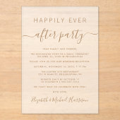 Chic Gold Script Wedding Receptie Frosted Acryl Uitnodigingen (Voorkant)