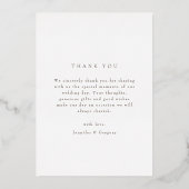 Chic Gold Script Weduwfoto Hartelijk dank Folie Feestdagenkaart (Achterkant)