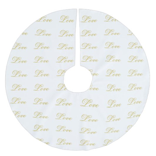 Chic Gold Script Witte Liefde Calligrafie Huwelijk Kerstboom Rok (Voorkant)