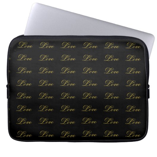 Chic Gold Script Witte Liefde Huwelijk Calligrafie Laptop Sleeve (Voorkant)
