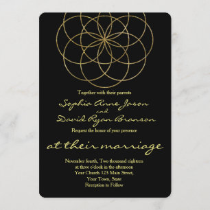 Chic Gold Seed of Life Sacred Geometry Wedding Kaart