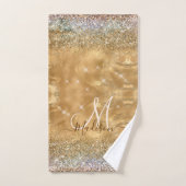 Chic Gold Silver iridescent glitter monogram Bad Handdoek (Handdoek)