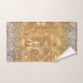 Chic Gold Silver iridescent glitter monogram Bad Handdoek (Handdoek)