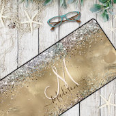 Chic Gold Silver iridescent glitter monogram Bureaumat