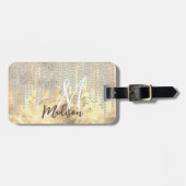 Chic Gold Silver Rhinestone druipt monogram Bagagelabel (Voorkant horizontaal)