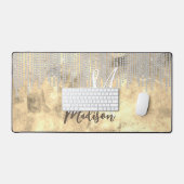 Chic Gold Silver Rhinestone druipt monogram Bureaumat (Keyboard & Muis)