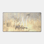 Chic Gold Silver Rhinestone druipt monogram Bureaumat (Voorkant)