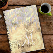 Chic Gold Silver Rhinestone druipt monogram Notitieboek