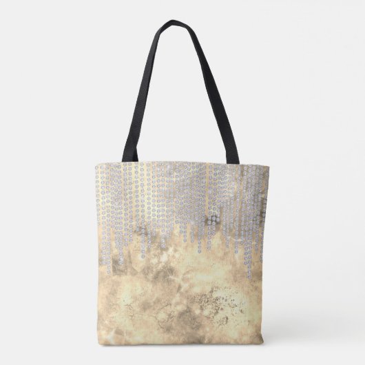 Chic Gold Silver Rhinestone druipt monogram Tote Bag (Achterkant)