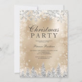 Chic Gold Silver snowflake winter Christmas party Kaart (Voorkant)