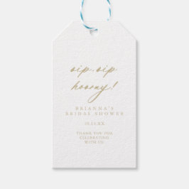 Chic Gold Sip Sip Hooray Vrijgezellenfeest Cadeaulabel