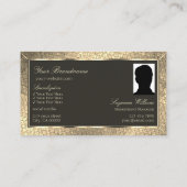 Chic Gold Snake Dark Brown met Monogram en foto Visitekaartje (Achterkant)