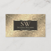 Chic Gold Snake Dark Brown met Monogram en foto Visitekaartje (Voorkant)