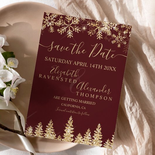 Chic Gold sneeuw met rode kerst met uitzondering v Save The Date