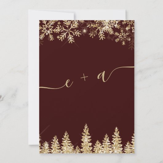 Chic Gold sneeuw met rode kerst met uitzondering v Save The Date (Achterkant)