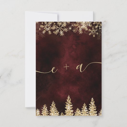 Chic Gold sneeuw met rode kerstwinter rsvp (Achterkant)