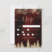 Chic Gold sneeuw met rode kerstwinter rsvp Kaartje (Voorkant)