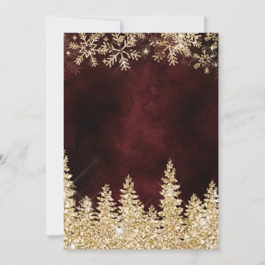 Chic Gold sneeuwdenroze kerstwinterbruiloft Kaart (Achterkant)