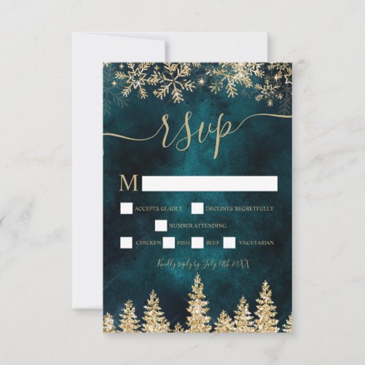 Chic Gold sneeuwpiegels groene kerstwinter rsvp (Voorkant)