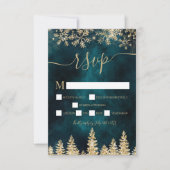 Chic Gold sneeuwpiegels groene kerstwinter rsvp Kaartje (Voorkant)