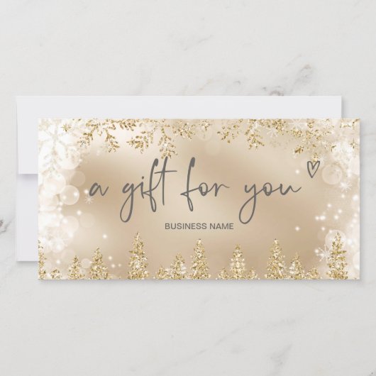 Chic gold snow pine logo gift certificate (Voorkant)