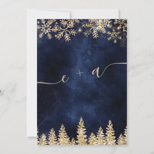 Chic gold snow pine marine kerst bewaarde datum save the date (Achterkant)