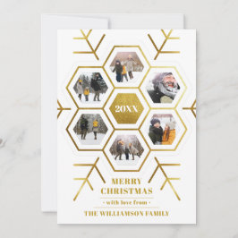 Chic Gold Snowflake Afbeelding Lijst kerstfoto Feestdagenkaart
