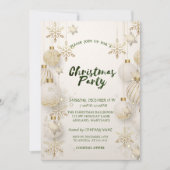 Chic Gold Snowflakes, Balls kerstbedrijf party Kaart (Voorkant)