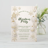 Chic Gold Snowflakes, Balls kerstbedrijf party Kaart (Staand voorkant)