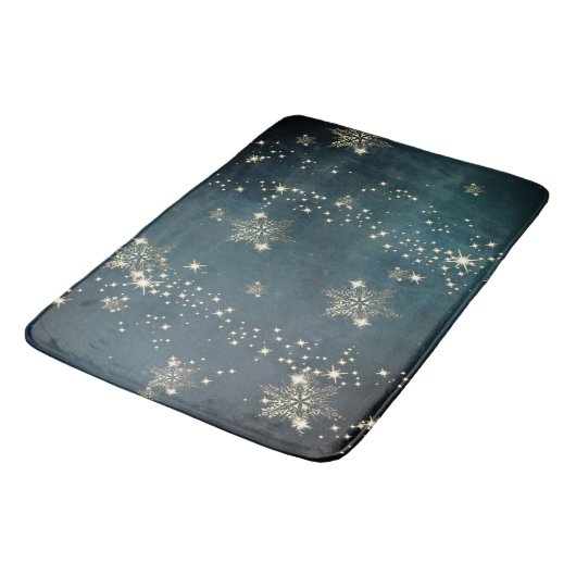 Chic Gold Snowflakes Green Badmat (Gekanteld)