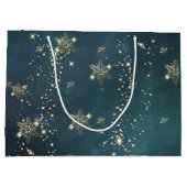 Chic Gold Snowflakes Green Groot Cadeauzakje (Achterkant)
