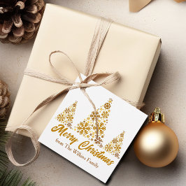 Chic Gold Snowflakes Kerstboom gepersonaliseerd Bedankjes Labels