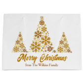 Chic Gold Snowflakes Kerstboom gepersonaliseerd Groot Cadeauzakje (Voorkant)