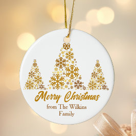 Chic Gold Snowflakes Kerstboom gepersonaliseerd Keramisch Ornament