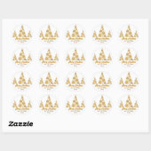 Chic Gold Snowflakes Kerstboom gepersonaliseerd Ronde Sticker (Vel)