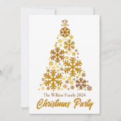 Chic Gold Snowflakes Kerstboom Party Kaart (Voorkant)