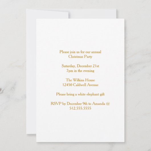 Chic Gold Snowflakes Kerstboom Party Kaart (Achterkant)