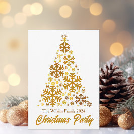 Chic Gold Snowflakes Kerstboom Party Kaart
