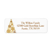Chic Gold Snowflakes Kerstboom Retouradres Etiket (Voorkant)