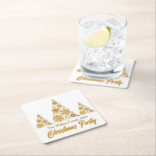 Chic Gold Snowflakes Kerstfeest gepersonaliseerd Kartonnen Onderzetters