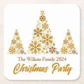 Chic Gold Snowflakes Kerstfeest gepersonaliseerd Kartonnen Onderzetters (Voorkant)