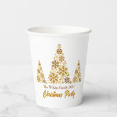Chic Gold Snowflakes Kerstfeest gepersonaliseerd Papieren Bekers (Achterkant)