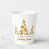 Chic Gold Snowflakes Kerstfeest gepersonaliseerd Papieren Bekers (Voorkant)