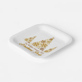 Chic Gold Snowflakes Kerstfeest gepersonaliseerd Papieren Bordje (Gebogen)